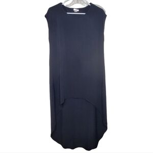 Peekaboo Chic Women's Black Midi High- Low Dress Minimalist Asymmetric Sz XXL